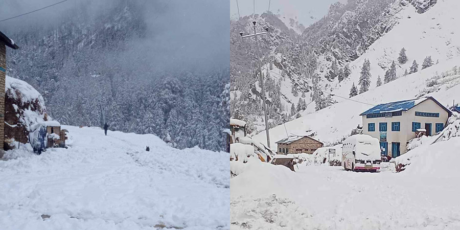हिमपातका कारण अवरुद्ध नाग्म–गमगढी सडक अझै खुल्न सकेन